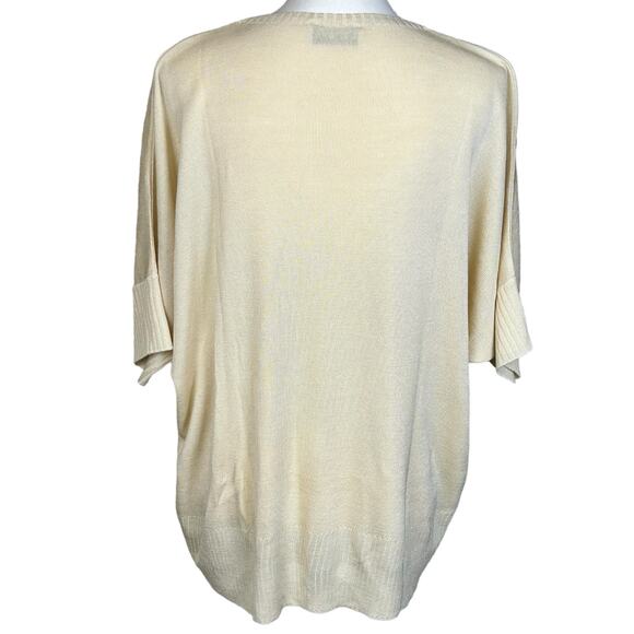 GISPA Light Sweater Women Size 14 Yellow Italian Made Knit Dolman Minimalist Top - Picture 2 of 11